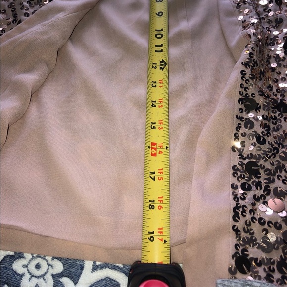 Gap Sequin Bling Open Front Blazer Jacket Cardigan Pink Rose Gold - Picture 3 of 4